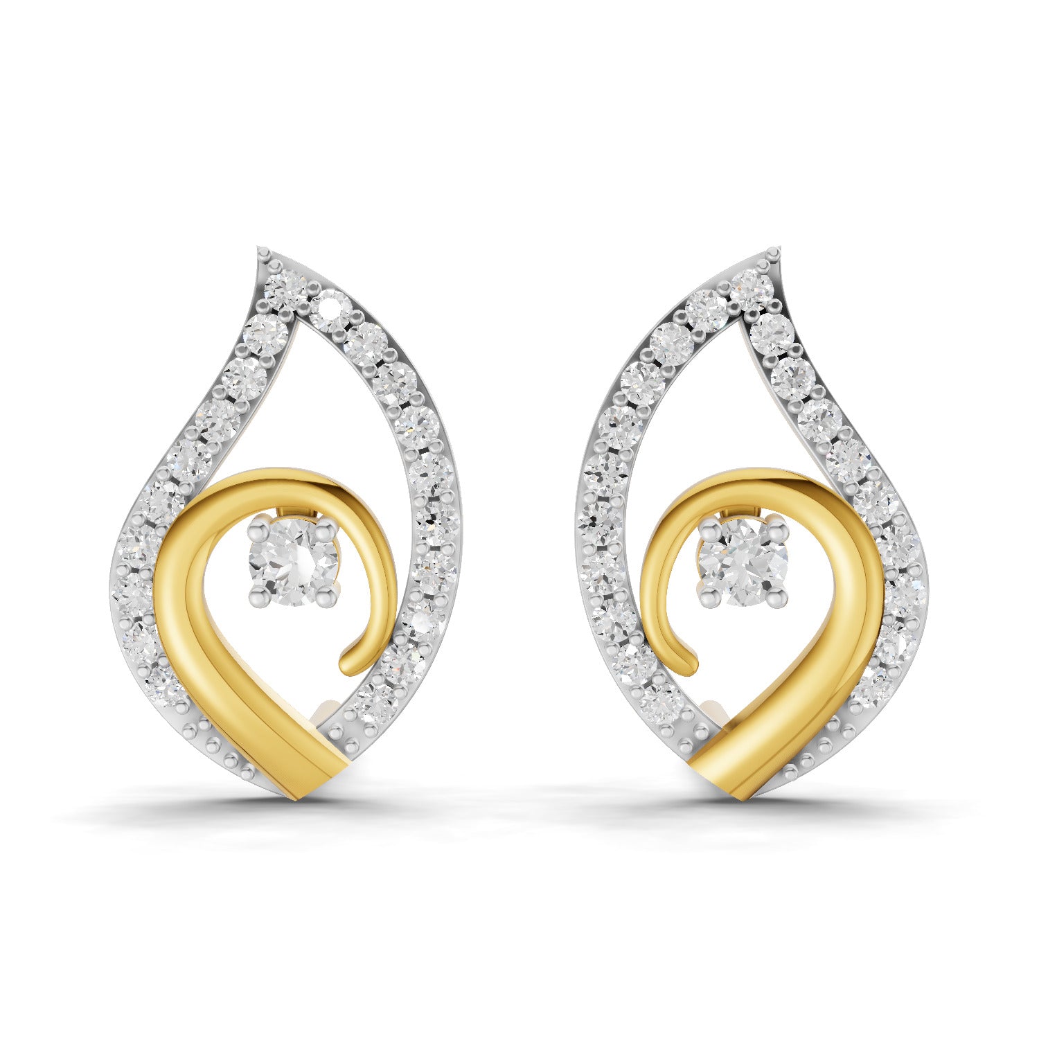 Lab Grown Diamond Earrings 0.92 Carat IGI Certified Round Shape 925 Sterling Silver Yellow Gold Plated Fashion Stud Earrings
