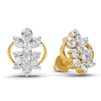 Lab Grown Diamond Earrings 0.32 Carat IGI Certified Round Shape F-G VS | 925 Sterling Silver Gold Plated Floral Grace Stud Earrings