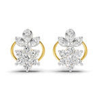 Lab Grown Diamond Earrings 0.32 Carat IGI Certified Round Shape F-G VS | 925 Sterling Silver Gold Plated Floral Grace Stud Earrings