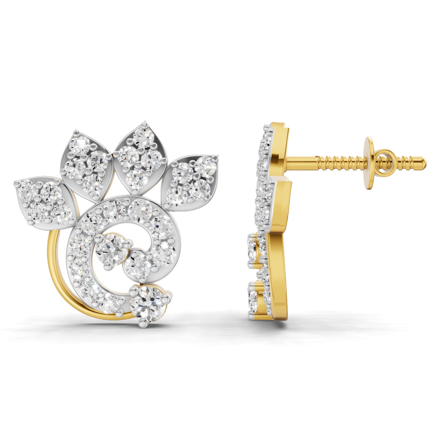 Lab Grown Diamond Earrings 1.25 Carat IGI Certified Round Shape F-G VS | 925 Sterling Silver Gold Plated Fashion Earrings