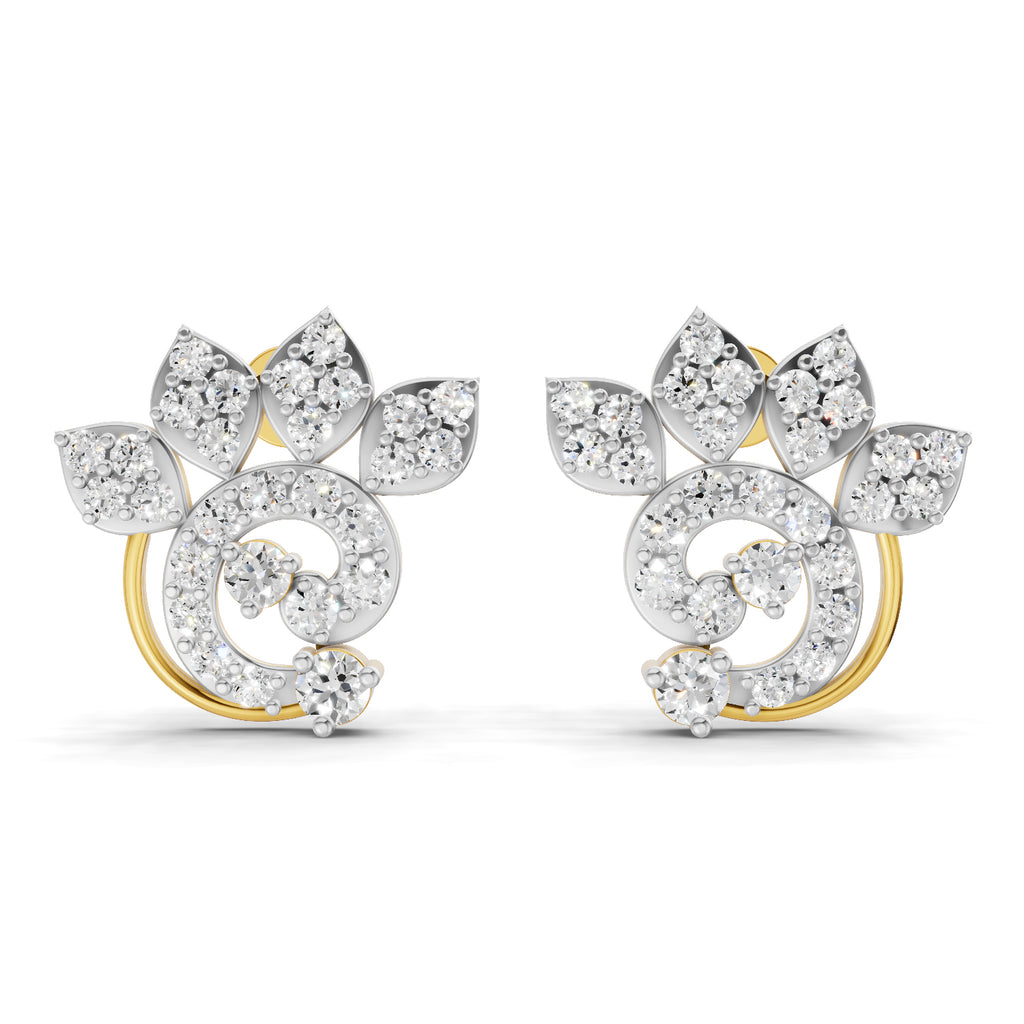 Lab Grown Diamond Earrings 1.25 Carat IGI Certified Round Shape F-G VS | 925 Sterling Silver Gold Plated Fashion Earrings