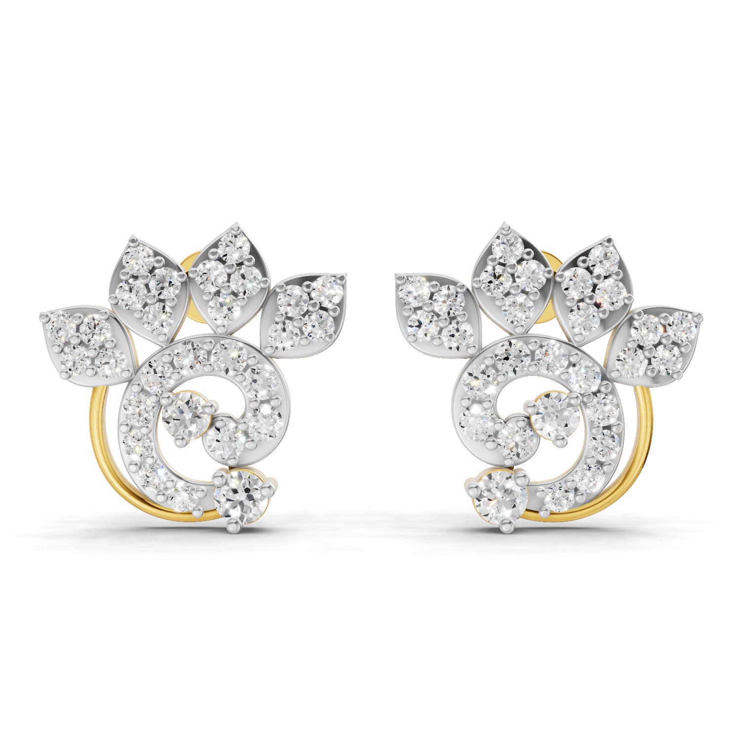 Lab Grown Diamond Earrings 1.25 Carat IGI Certified Round Shape F-G VS | 925 Sterling Silver Gold Plated Fashion Earrings