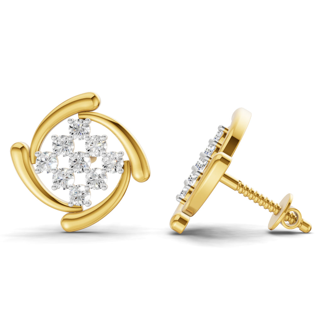 Lab Grown Diamond Earrings 0.52 Carat IGI Certified Round Shape F-G VS | 925 Sterling Silver Gold Plated Fashion Earrings
