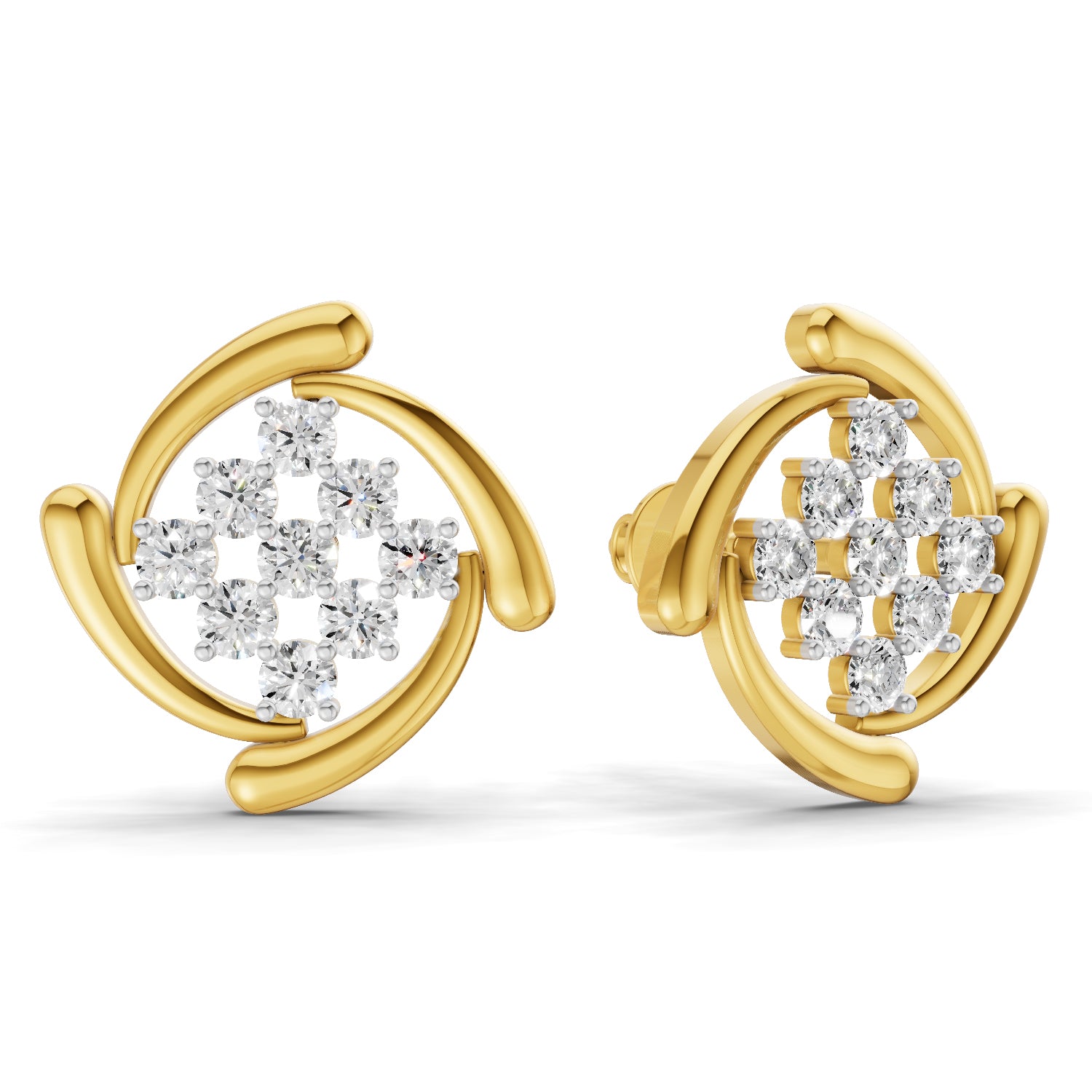 Lab Grown Diamond Earrings 0.52 Carat IGI Certified Round Shape F-G VS | 925 Sterling Silver Gold Plated Fashion Earrings