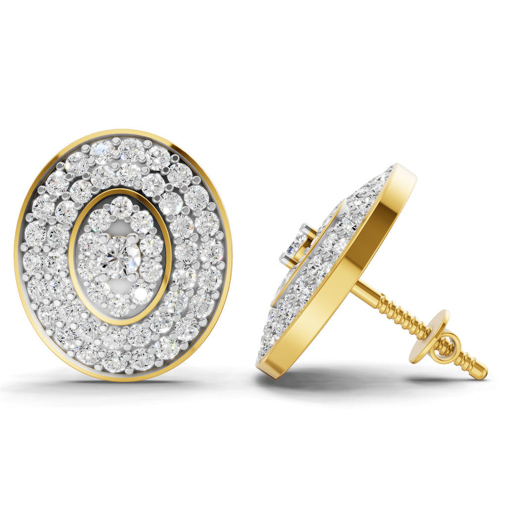 Lab Grown Diamond Earrings 1.37 Carat IGI Certified Round Shape F-G VS | 925 Sterling Silver Gold Plated Fashion Earrings