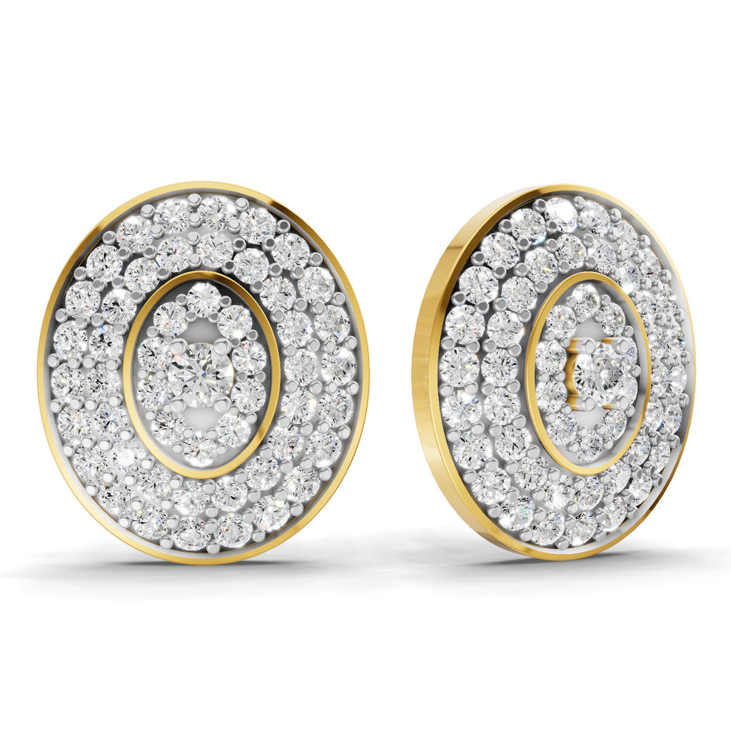 Lab Grown Diamond Earrings 1.37 Carat IGI Certified Round Shape F-G VS | 925 Sterling Silver Gold Plated Fashion Earrings