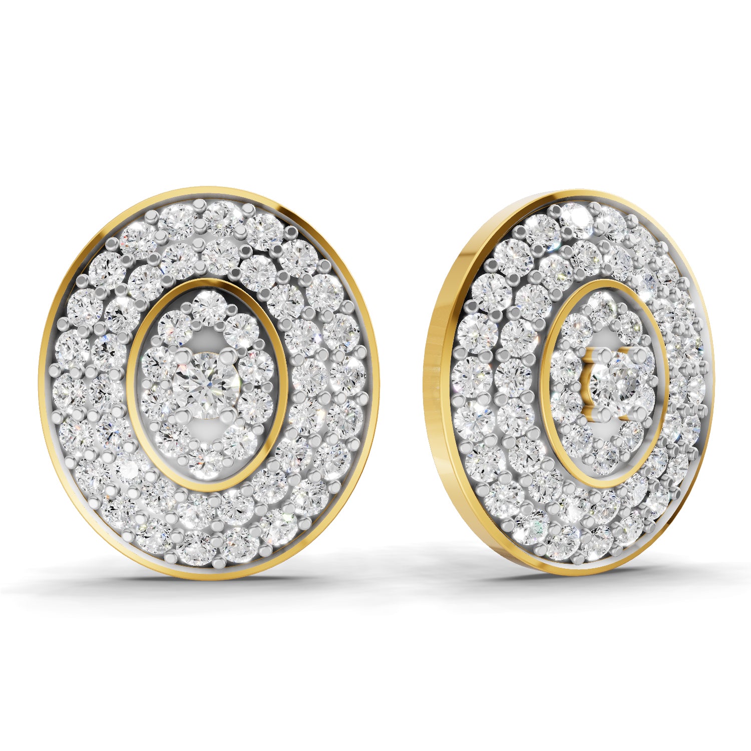Lab Grown Diamond Earrings 1.37 Carat IGI Certified Round Shape F-G VS | 925 Sterling Silver Gold Plated Fashion Earrings