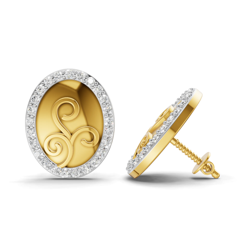 Lab Grown Diamond Earrings 0.07 Carat IGI Certified Round Shape F-G VS | 925 Sterling Silver Gold Plated Fashion Earrings