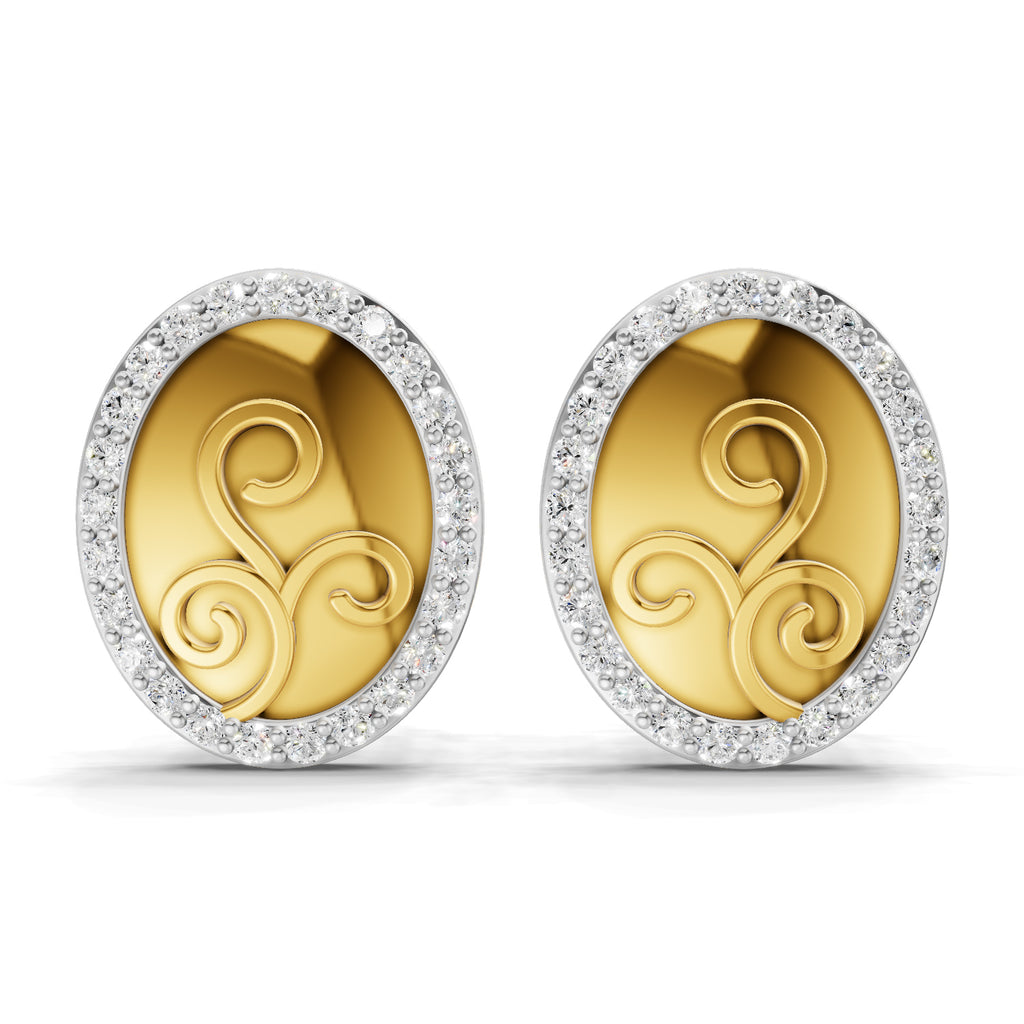 Lab Grown Diamond Earrings 0.07 Carat IGI Certified Round Shape F-G VS | 925 Sterling Silver Gold Plated Fashion Earrings