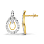 Lab Grown Diamond Earrings 0.88 Carat IGI Certified Round Shape F-G VS | 925 Sterling Silver Gold Plated Diamond Aura Earrings