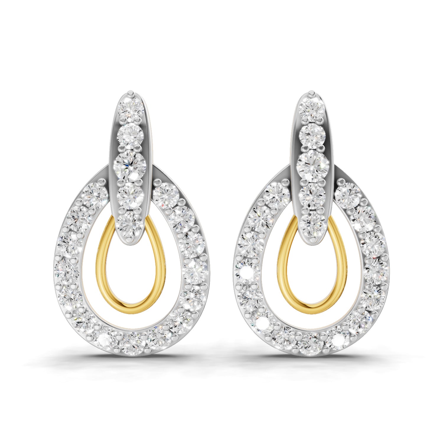 Lab Grown Diamond Earrings 0.88 Carat IGI Certified Round Shape F-G VS | 925 Sterling Silver Gold Plated Diamond Aura Earrings