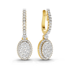 Lab Grown Diamond Earrings 0.85 Carat IGI Certified Round Shape 925 Sterling Silver Gold Plated Leaf and Ball Earrings