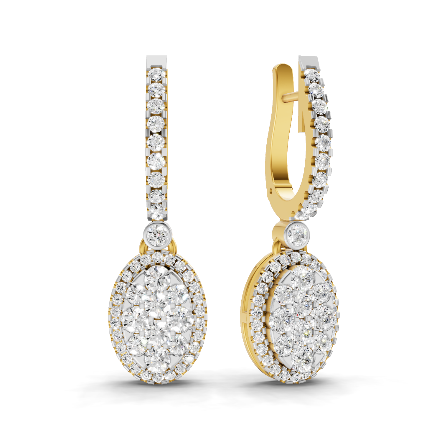 Lab Grown Diamond Earrings 0.85 Carat IGI Certified Round Shape 925 Sterling Silver Gold Plated Leaf and Ball Earrings