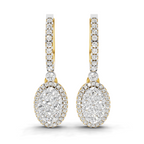 Lab Grown Diamond Earrings 0.85 Carat IGI Certified Round Shape 925 Sterling Silver Gold Plated Leaf and Ball Earrings