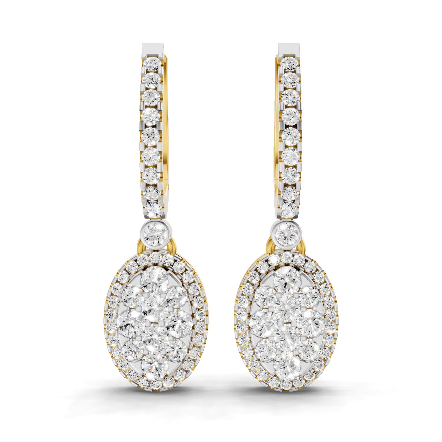 Lab Grown Diamond Earrings 0.85 Carat IGI Certified Round Shape 925 Sterling Silver Gold Plated Leaf and Ball Earrings