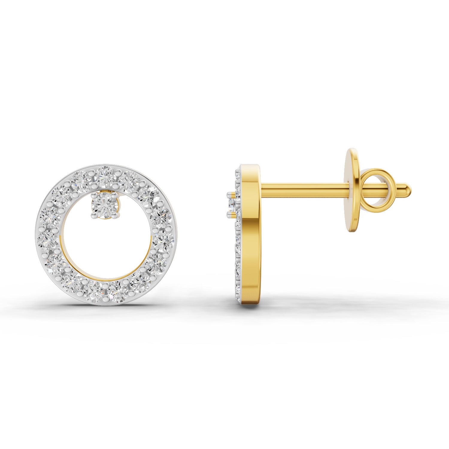 Lab Grown Diamond Earrings 0.39 Carat IGI Certified Round Shape F-G VS | 925 Sterling Silver Gold Plated Fashion Earrings