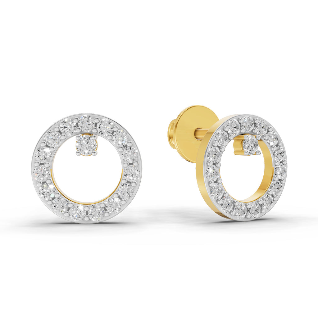 Lab Grown Diamond Earrings 0.39 Carat IGI Certified Round Shape F-G VS | 925 Sterling Silver Gold Plated Fashion Earrings