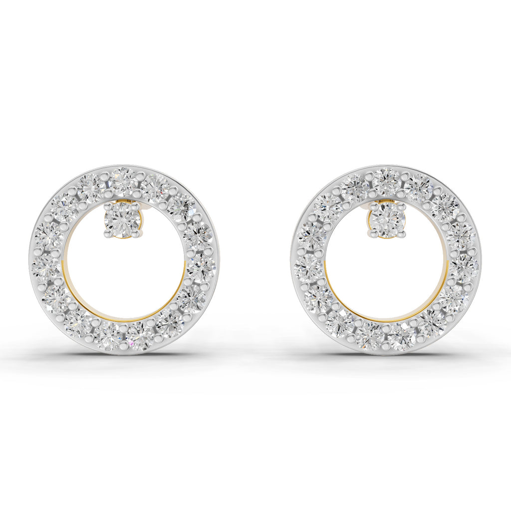 Lab Grown Diamond Earrings 0.39 Carat IGI Certified Round Shape F-G VS | 925 Sterling Silver Gold Plated Fashion Earrings