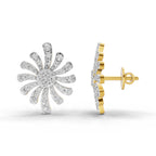 Lab Grown Diamond Earrings 0.92 Carat IGI Certified Round Shape F-G VS | 925 Sterling Silver Yellow Gold Plated Fashion Earrings