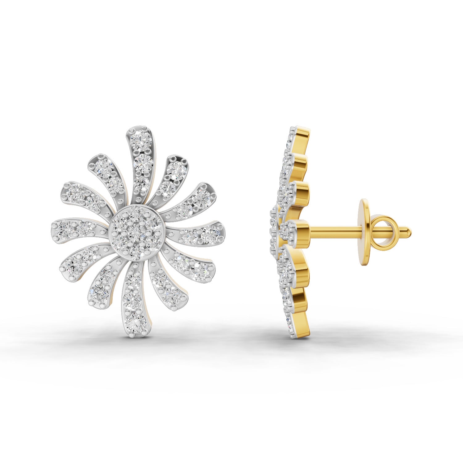 Lab Grown Diamond Earrings 0.92 Carat IGI Certified Round Shape F-G VS | 925 Sterling Silver Yellow Gold Plated Fashion Earrings