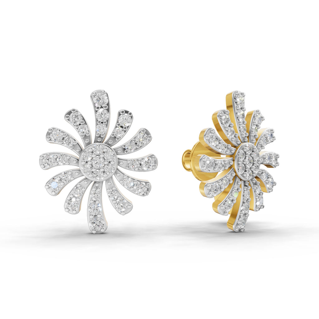 Lab Grown Diamond Earrings 0.92 Carat IGI Certified Round Shape F-G VS | 925 Sterling Silver Yellow Gold Plated Fashion Earrings