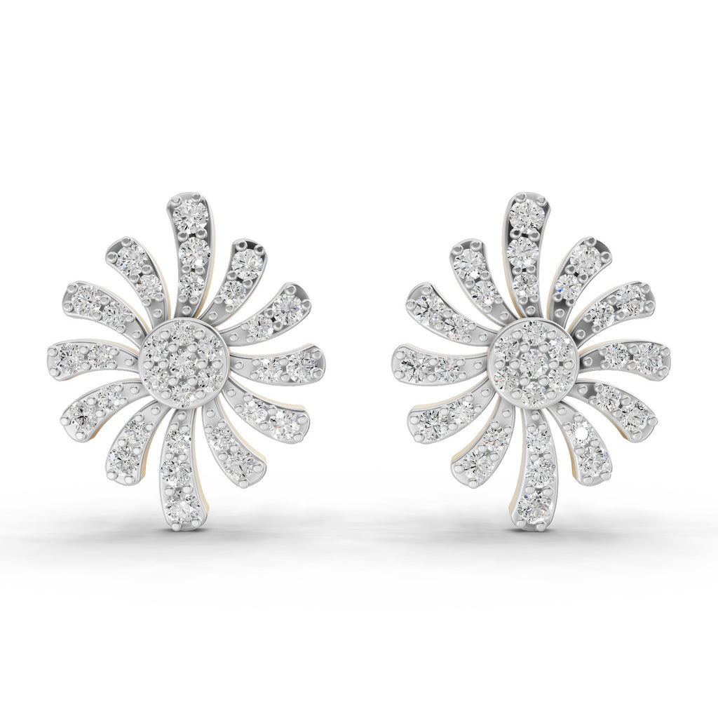 Lab Grown Diamond Earrings 0.92 Carat IGI Certified Round Shape F-G VS | 925 Sterling Silver Yellow Gold Plated Fashion Earrings