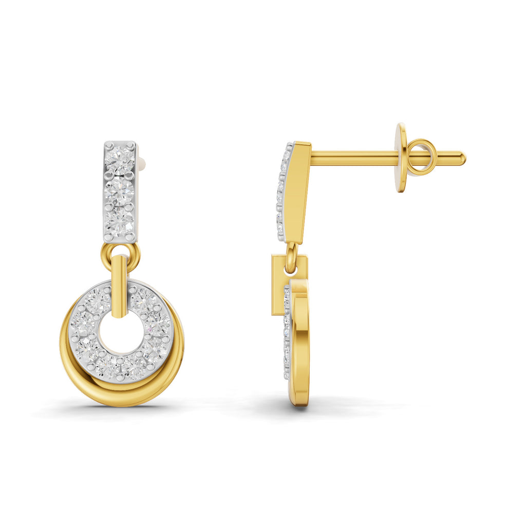 Lab Grown Diamond Earrings 0.35 Carat IGI Certified Round Shape F-G VS | 925 Sterling Silver Gold Plated Fashion Earrings