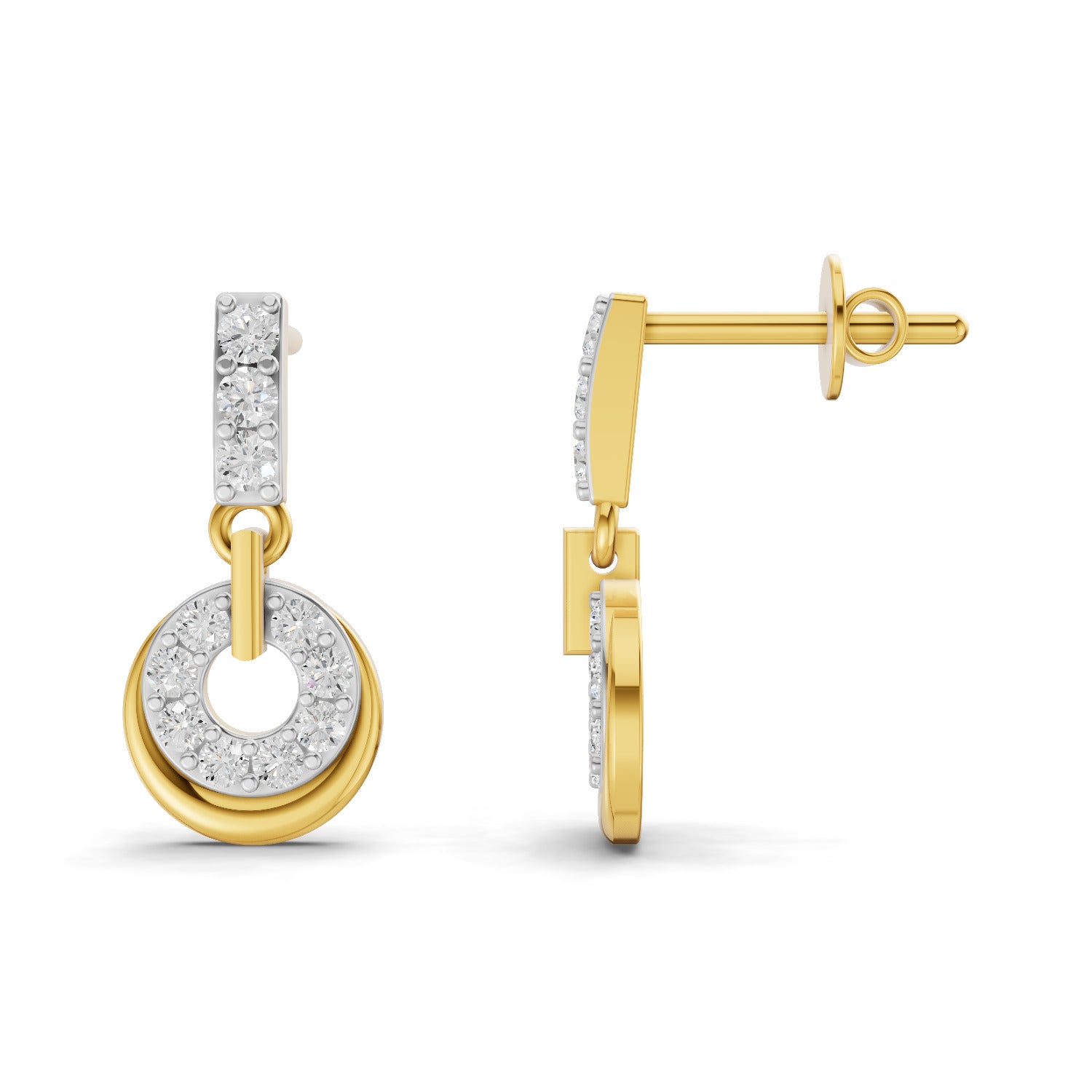 Lab Grown Diamond Earrings 0.35 Carat IGI Certified Round Shape F-G VS | 925 Sterling Silver Gold Plated Fashion Earrings