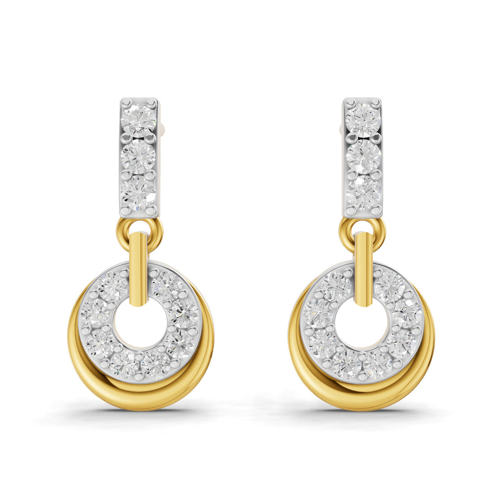 Lab Grown Diamond Earrings 0.35 Carat IGI Certified Round Shape F-G VS | 925 Sterling Silver Gold Plated Fashion Earrings