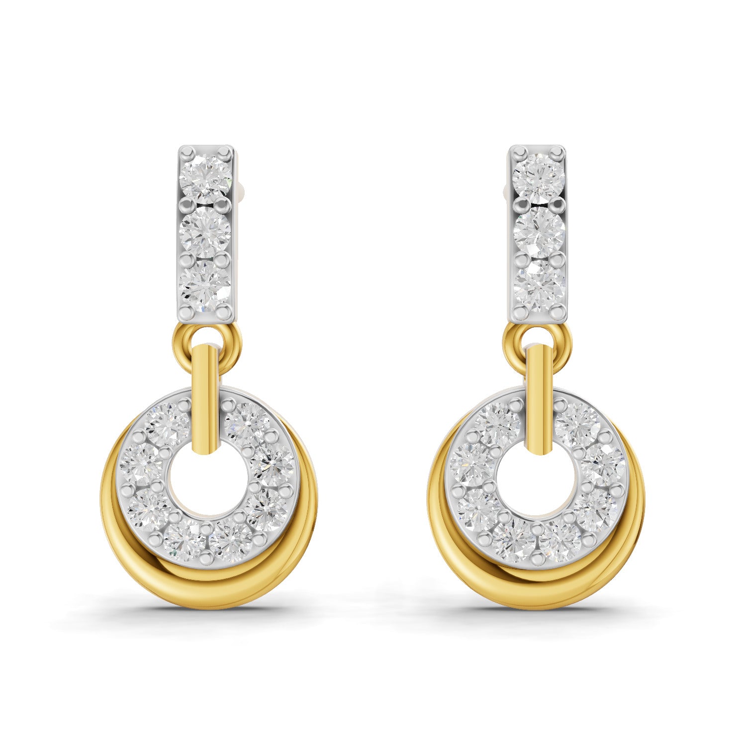 Lab Grown Diamond Earrings 0.35 Carat IGI Certified Round Shape F-G VS | 925 Sterling Silver Gold Plated Fashion Earrings