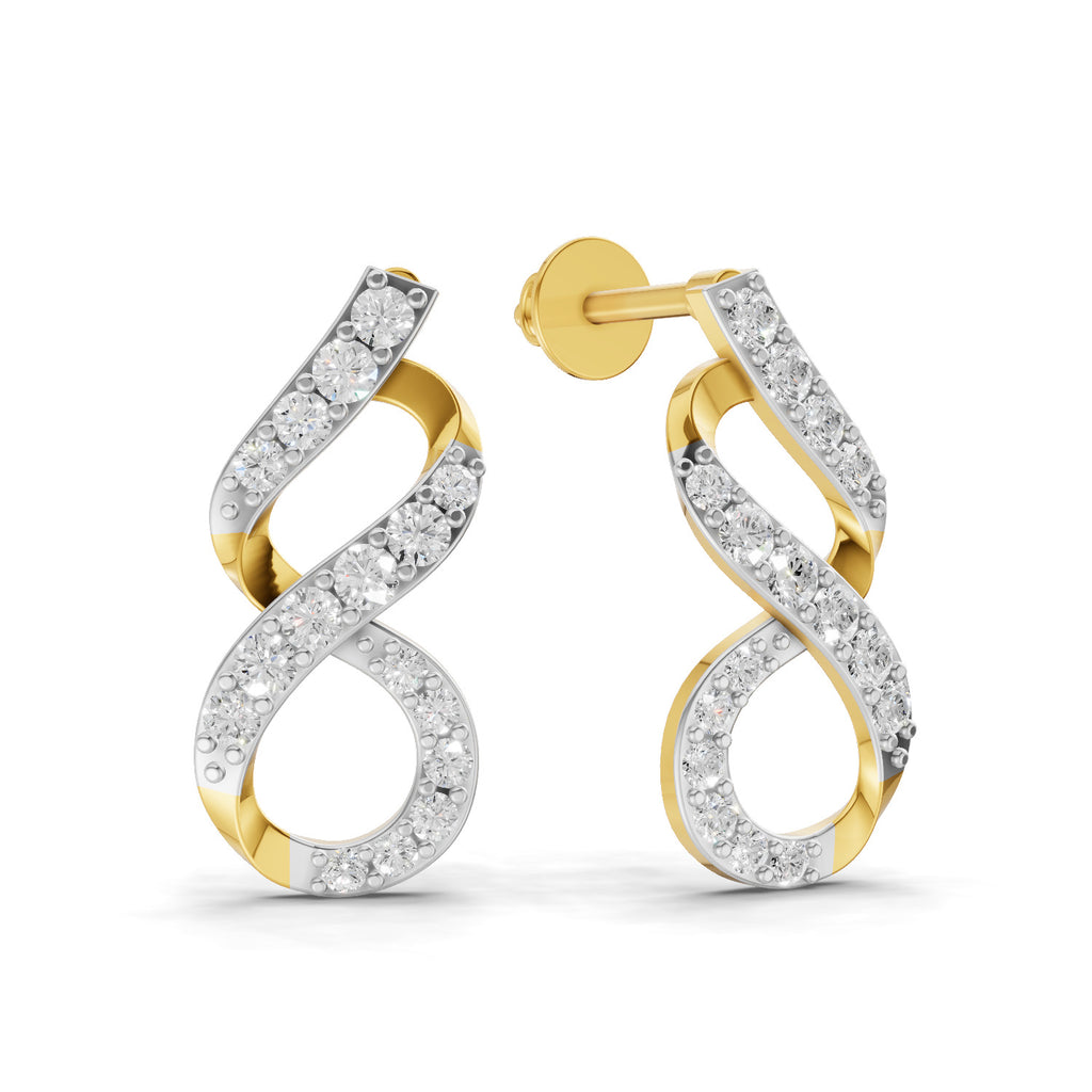 Lab Grown Diamond Earrings 0.49 Carat IGI Certified Round Shape F-G VS | 925 Sterling Silver Gold Plated Fashion Earrings