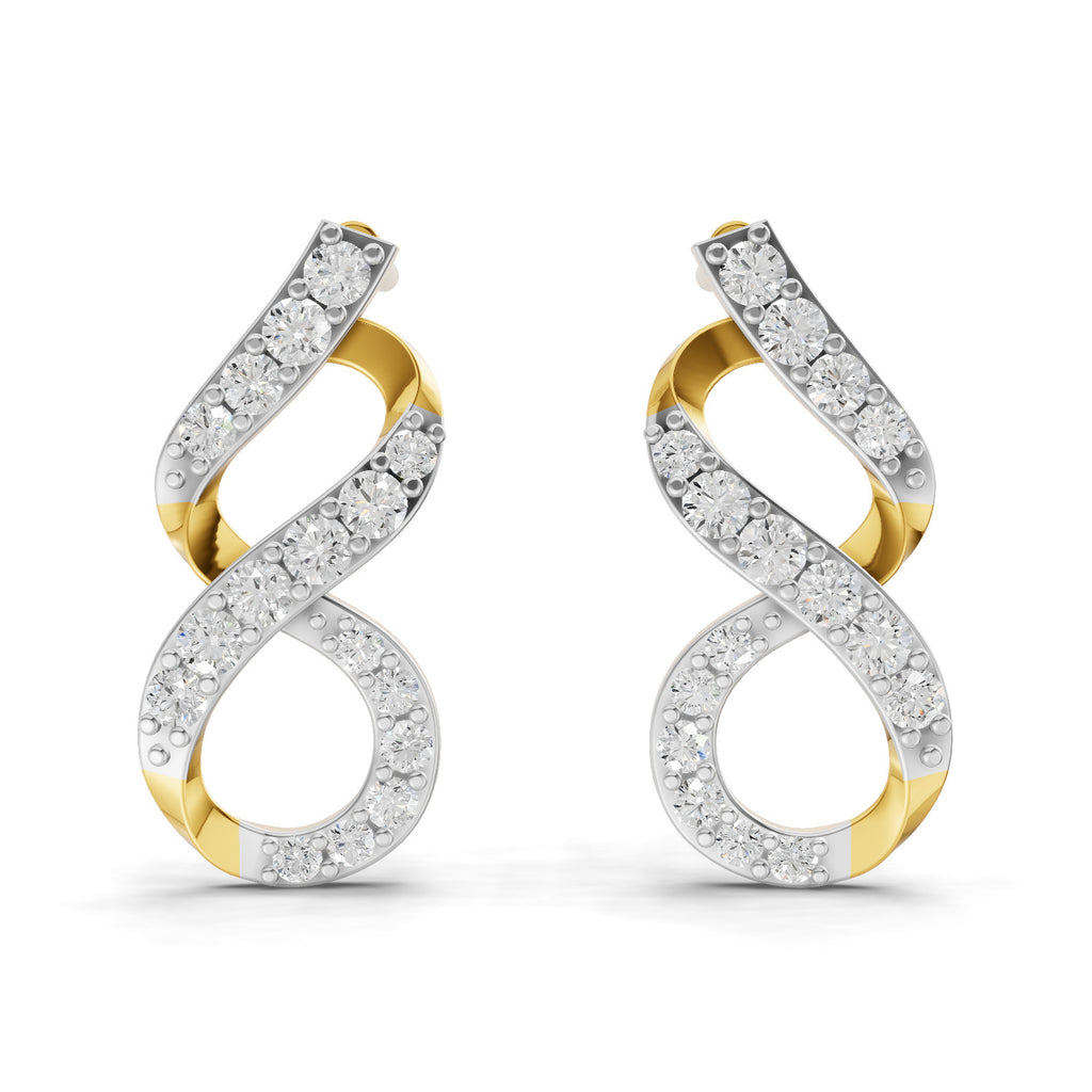 Lab Grown Diamond Earrings 0.49 Carat IGI Certified Round Shape F-G VS | 925 Sterling Silver Gold Plated Fashion Earrings