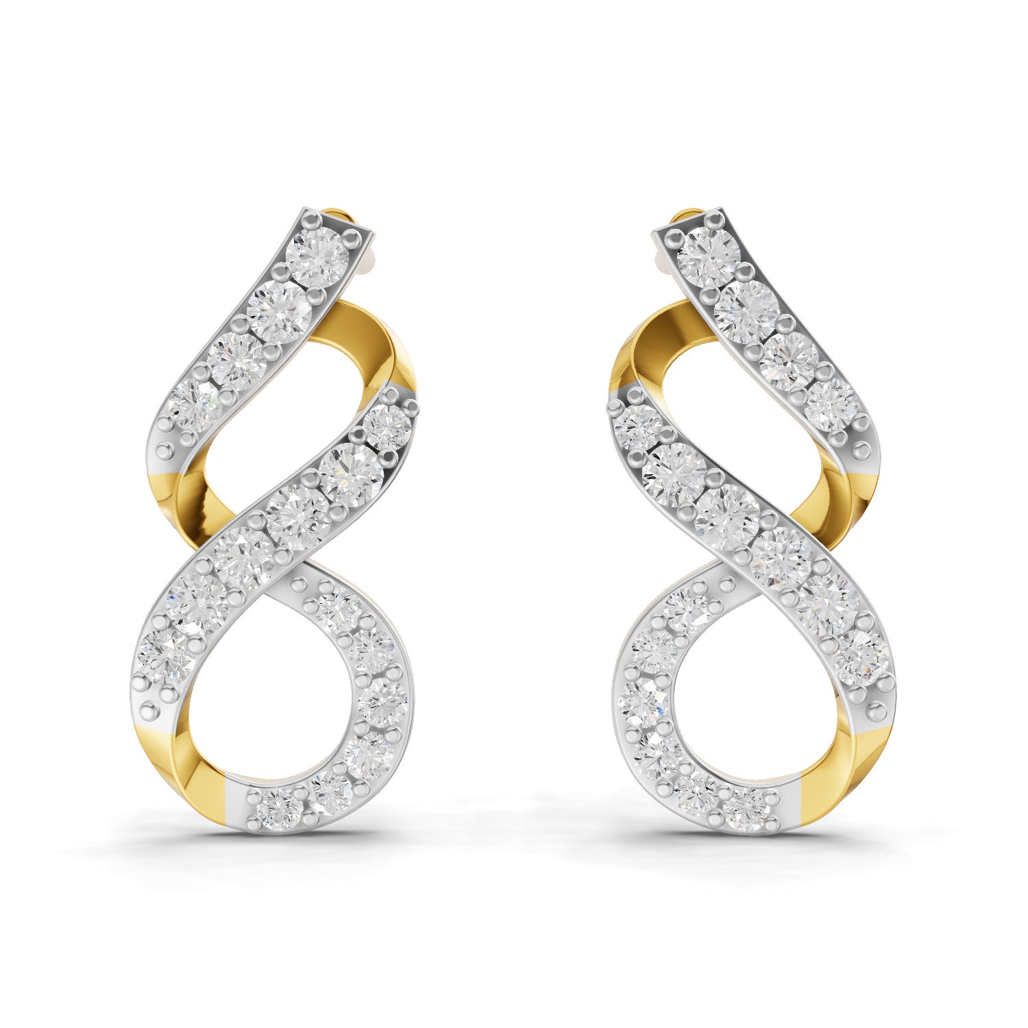 Lab Grown Diamond Earrings 0.49 Carat IGI Certified Round Shape F-G VS | 925 Sterling Silver Gold Plated Fashion Earrings