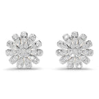 Lab Grown Diamond Earrings 0.76 Carat IGI Certified Round Shape F-G VS | 925 Sterling Silver Gold Plated Floral Earrings
