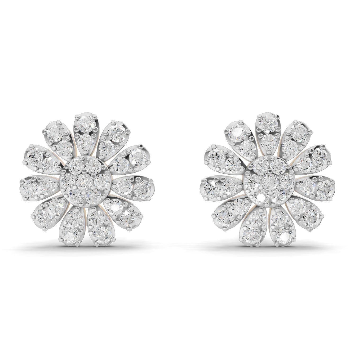 Lab Grown Diamond Earrings 0.76 Carat IGI Certified Round Shape F-G VS | 925 Sterling Silver Gold Plated Floral Earrings
