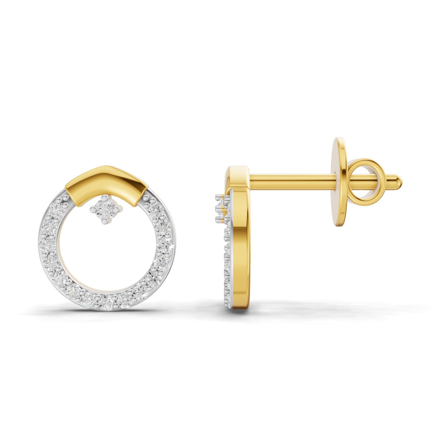 Lab Grown Diamond Earrings 0.15 Carat IGI Certified Round Shape F-G VS | 925 Sterling Silver Yellow Gold Plated Fashion Earrings