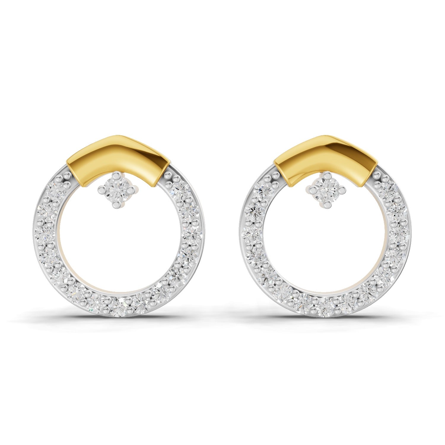 Lab Grown Diamond Earrings 0.15 Carat IGI Certified Round Shape F-G VS | 925 Sterling Silver Yellow Gold Plated Fashion Earrings
