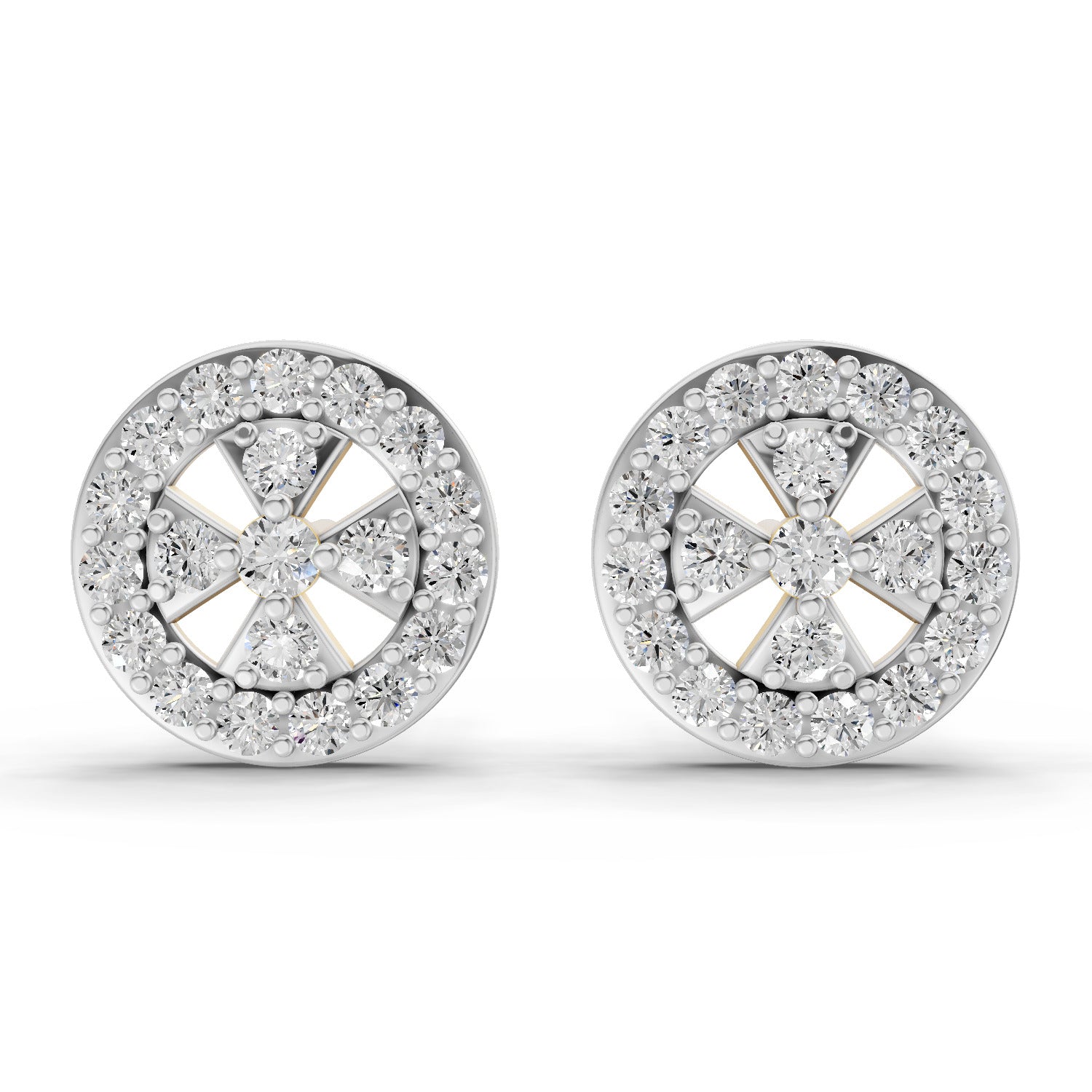 Lab Grown Diamond Earrings 0.64 Carat IGI Certified Round Shape F-G VS | 925 Sterling Silver Gold Plated Diamond Halo Stud Earrings