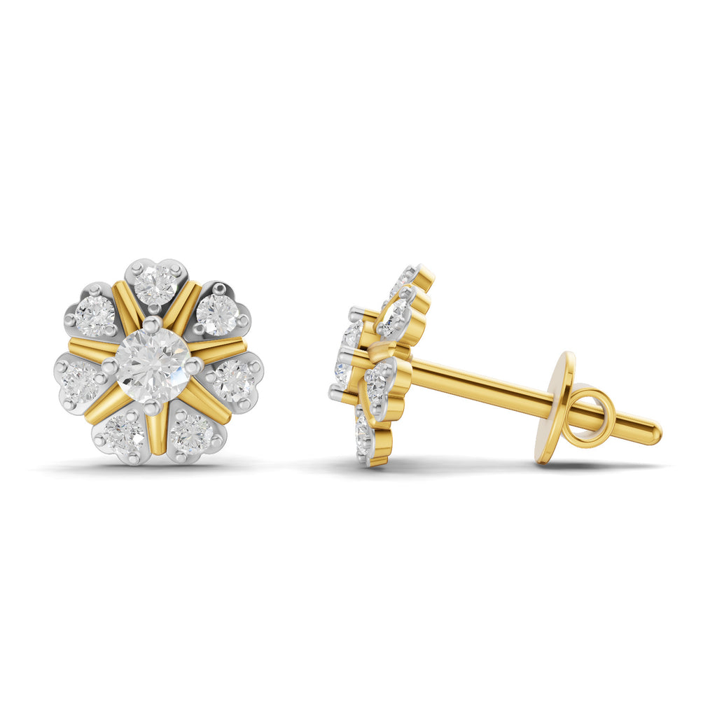 Lab Grown Diamond Earrings 0.37 Carat IGI Certified Round Shape F-G VS | 925 Sterling Silver Gold Plated Fashion Earrings