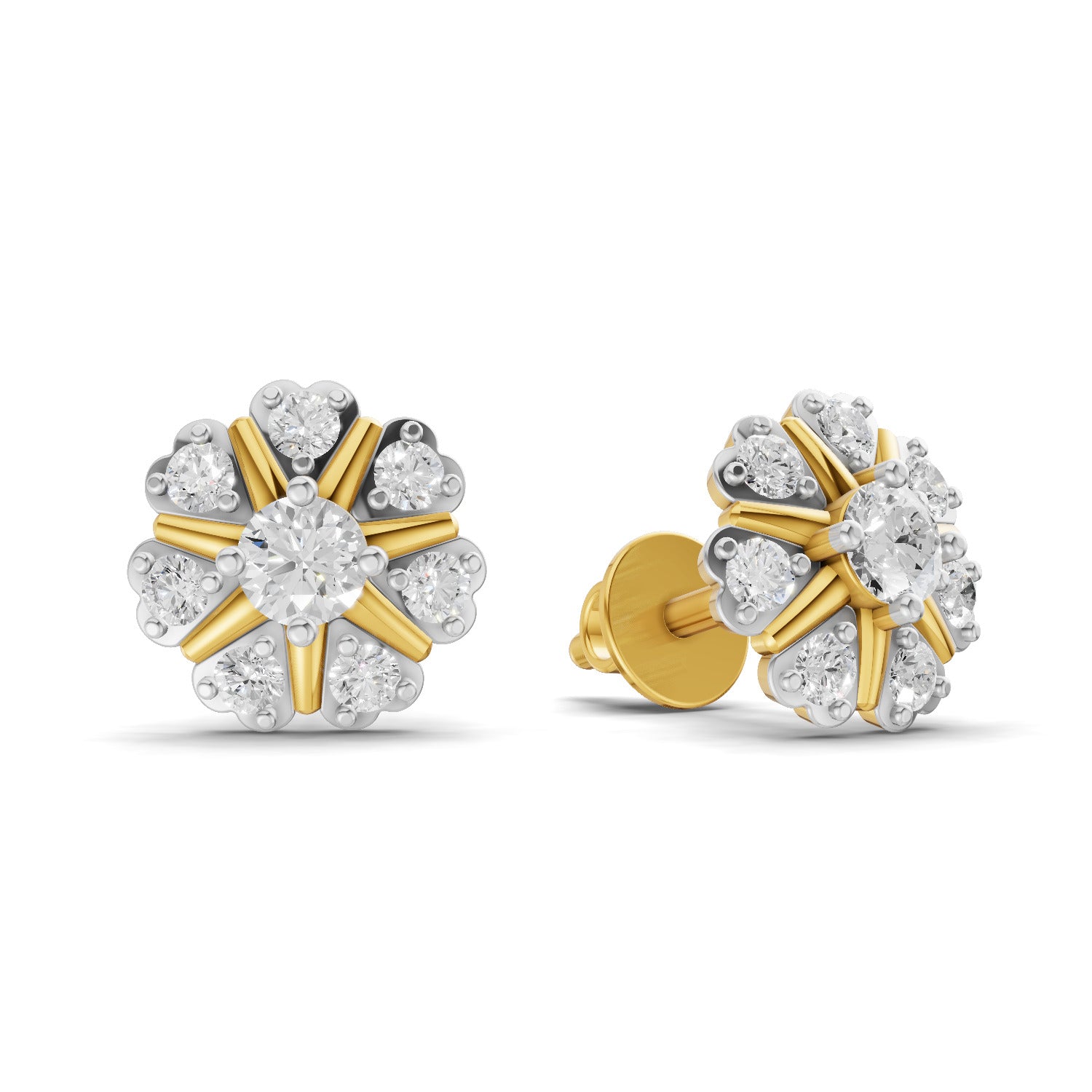 Lab Grown Diamond Earrings 0.37 Carat IGI Certified Round Shape F-G VS | 925 Sterling Silver Gold Plated Fashion Earrings