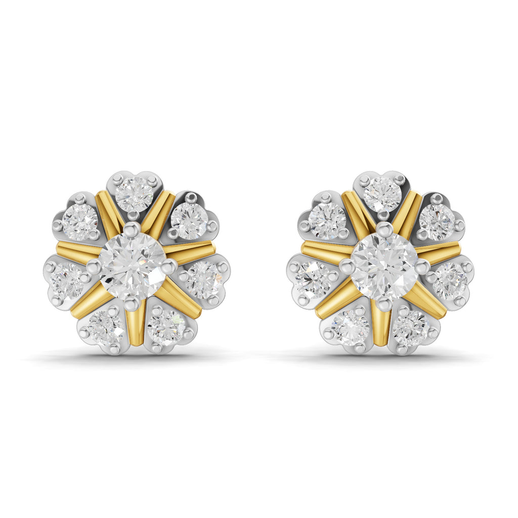 Lab Grown Diamond Earrings 0.37 Carat IGI Certified Round Shape F-G VS | 925 Sterling Silver Gold Plated Fashion Earrings