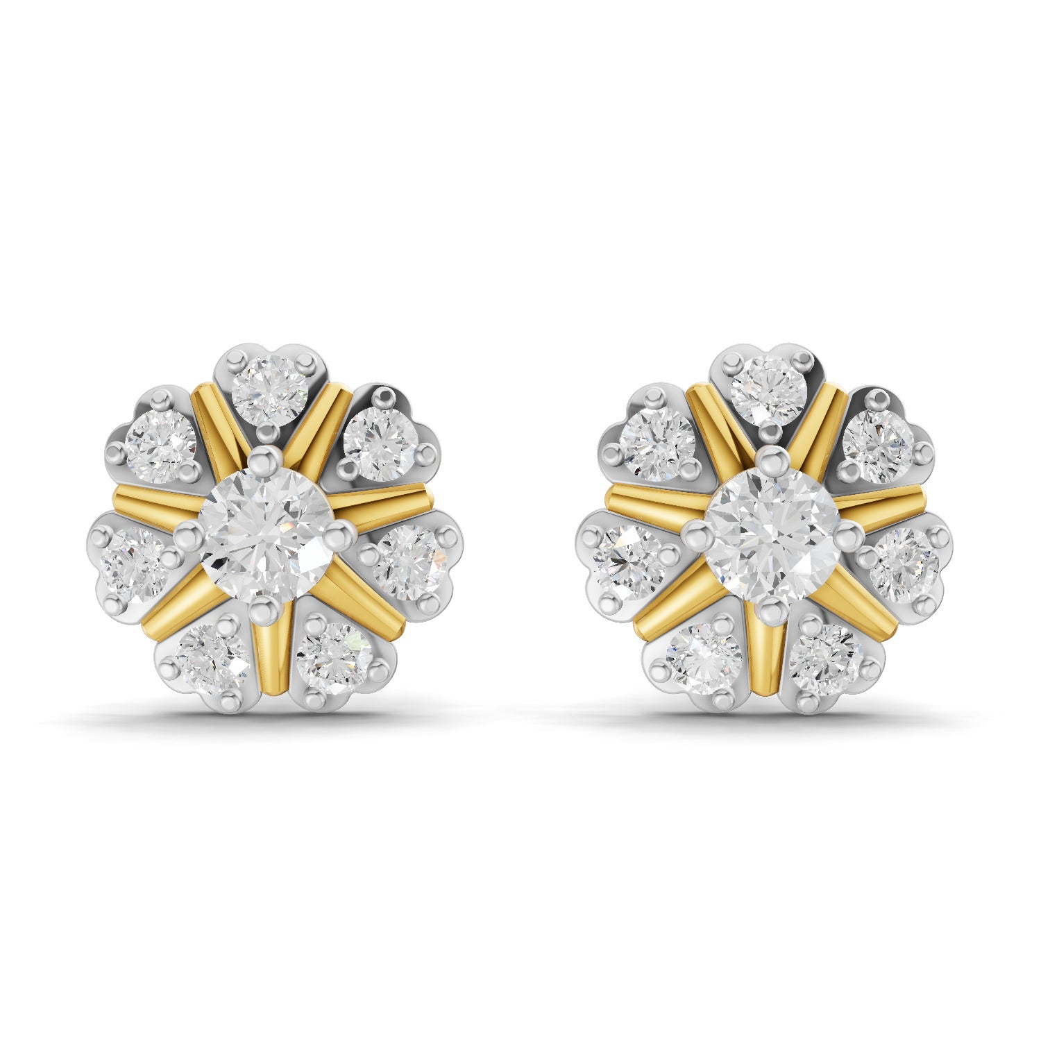 Lab Grown Diamond Earrings 0.37 Carat IGI Certified Round Shape F-G VS | 925 Sterling Silver Gold Plated Fashion Earrings