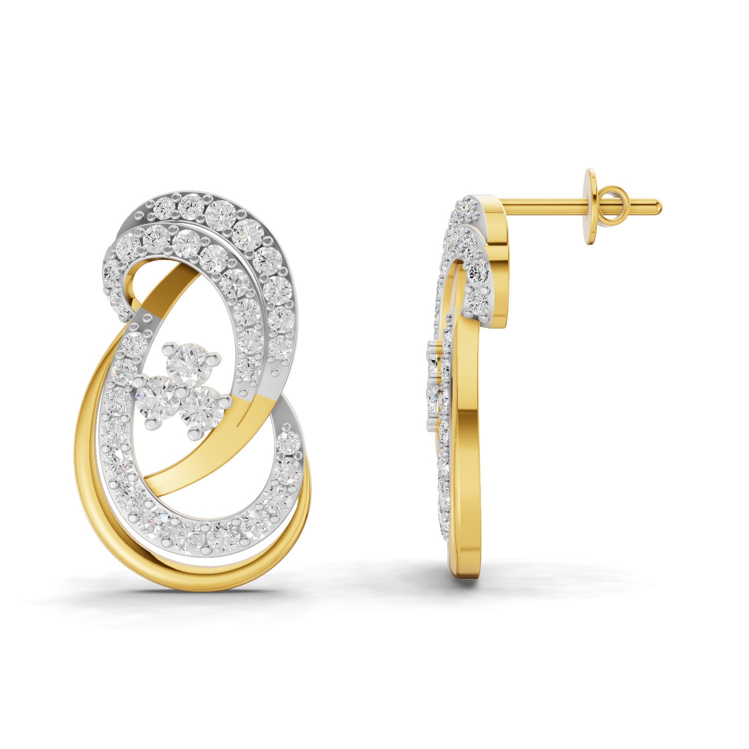 Lab Grown Diamond Earrings 1.27 Carat IGI Certified Round Shape F-G VS | 925 Sterling Silver Gold Plated Fashion Earrings