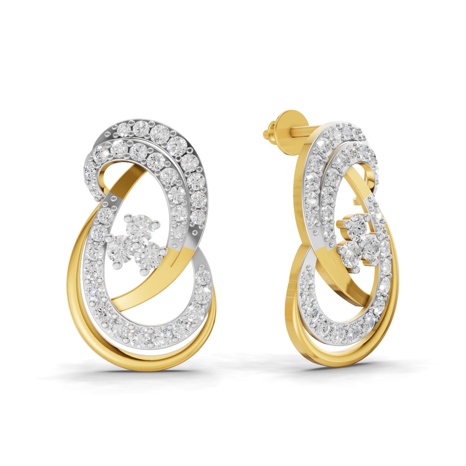 Lab Grown Diamond Earrings 1.27 Carat IGI Certified Round Shape F-G VS | 925 Sterling Silver Gold Plated Fashion Earrings