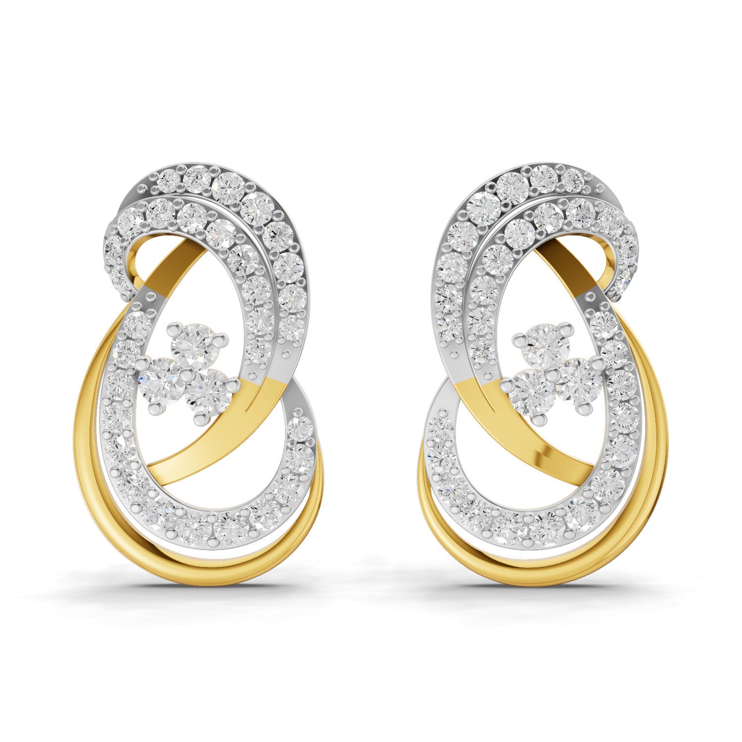 Lab Grown Diamond Earrings 1.27 Carat IGI Certified Round Shape F-G VS | 925 Sterling Silver Gold Plated Fashion Earrings