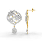 Lab Grown Diamond Earrings 2.85 Carat IGI Certified Round & Pear Shape F-G VS | 925 Sterling Silver Gold Plated Fashion Earrings