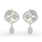 Lab Grown Diamond Earrings 2.85 Carat IGI Certified Round & Pear Shape F-G VS | 925 Sterling Silver Gold Plated Fashion Earrings
