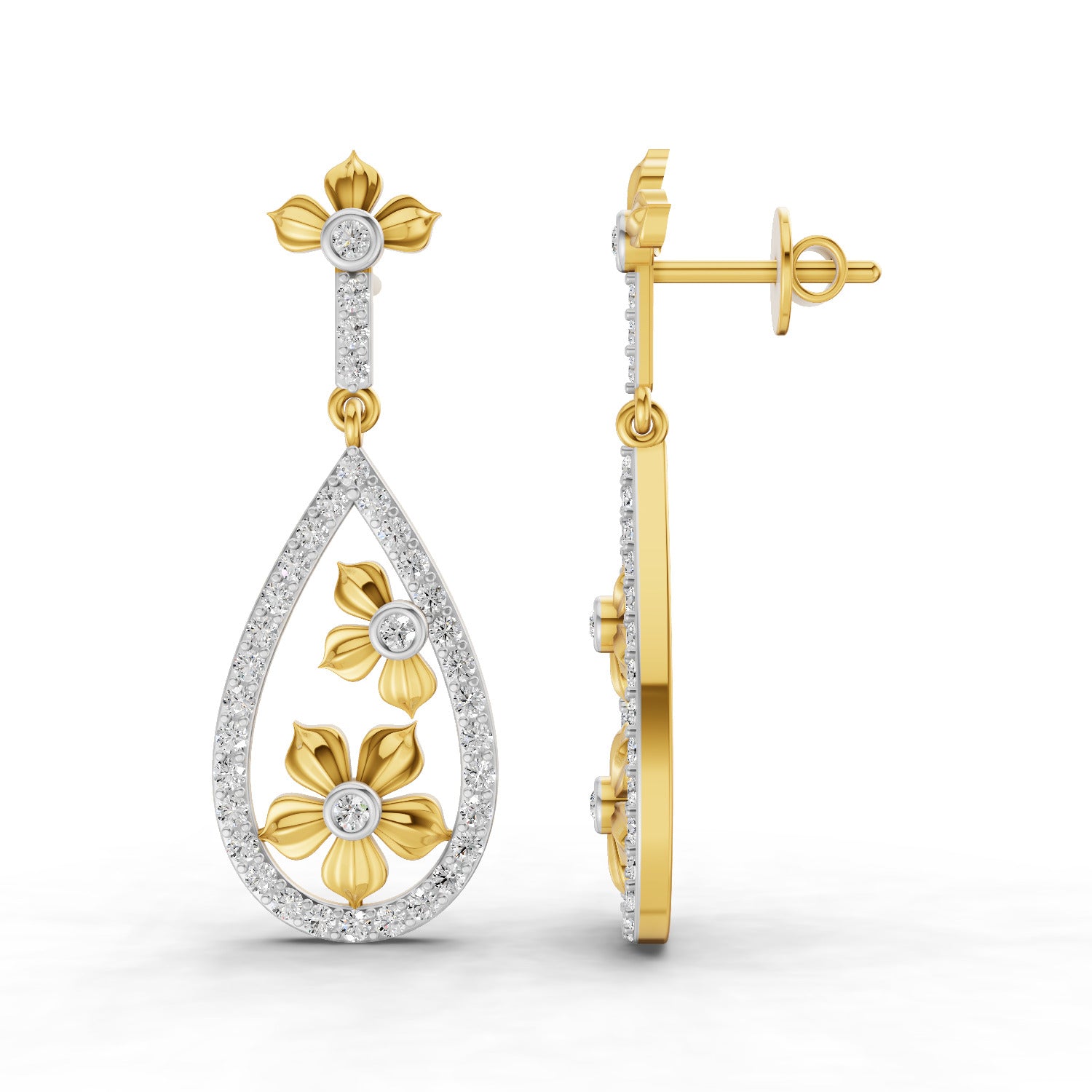 Lab Grown Diamond Earrings 0.88 Carat IGI Certified Round Shape F-G VS | 925 Sterling Silver Gold Plated Fashion Earrings
