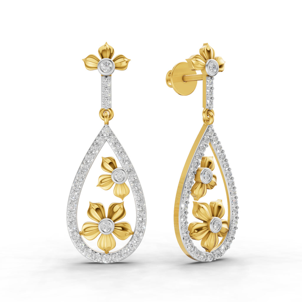 Lab Grown Diamond Earrings 0.88 Carat IGI Certified Round Shape F-G VS | 925 Sterling Silver Gold Plated Fashion Earrings