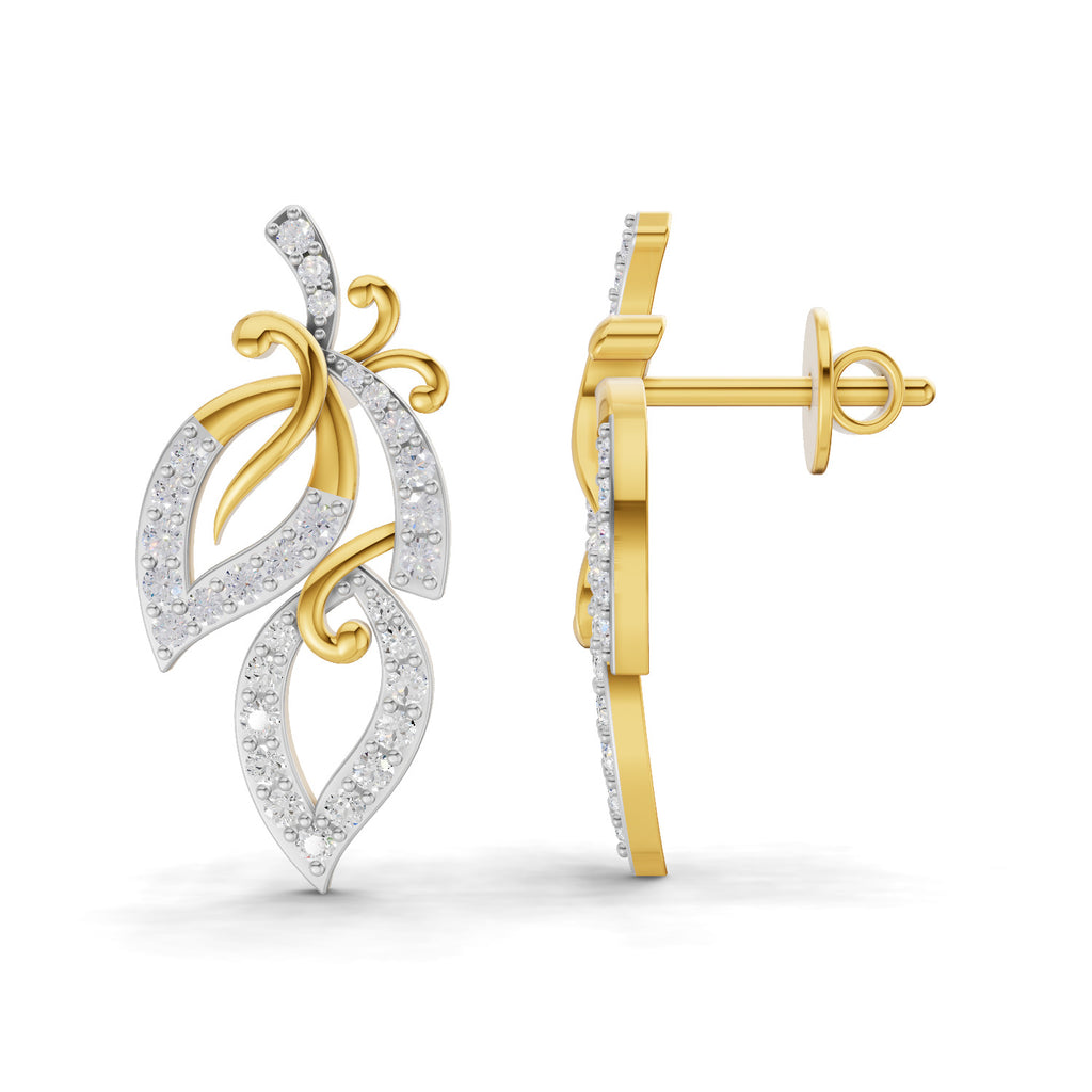 Lab Grown Diamond Earrings 0.73 Carat IGI Certified Round Shape F-G VS | 925 Sterling Silver Yellow Gold Plated Fashion Earrings